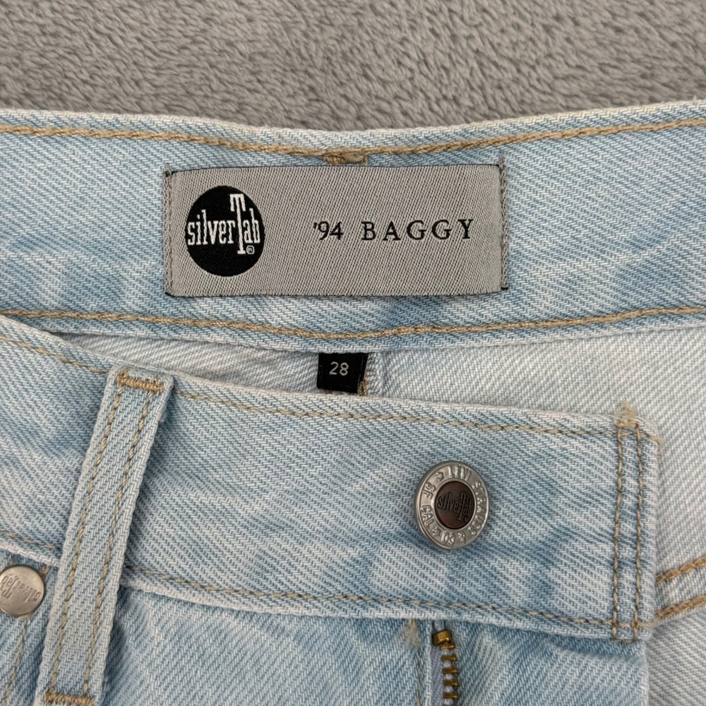 Levis Silver Tab 94 Baggy Light Wash Distressed Denim‎ Jeans Women's Size 28 - Picture 9 of 16